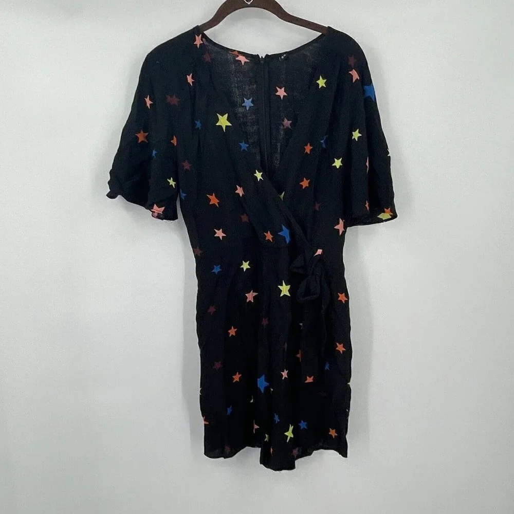 Nobody's Child ASOS Romper 4 Womens Stars Casual Black V Neck Shorts Knit Preppy